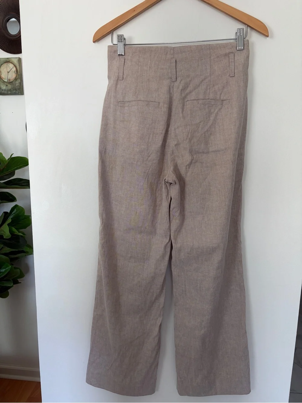 Banana Republic Linen Blend Wide Leg Pants Beige Women’s Size 0 High Rise